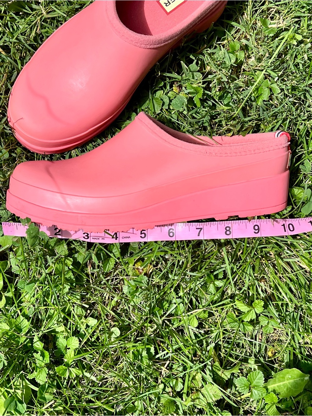Hunter Play Pink Salmon Coral Gardening Clogs UK4 USA6 6 rubbers slip on wedges - Picture 10 of 12